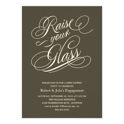 Elegant Raise Your Glass Party Invitations (front side)