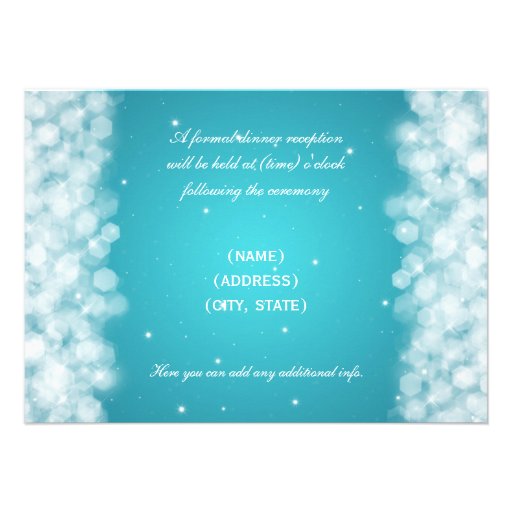 Elegant Reception Party Sparkle Turquoise Custom Invite