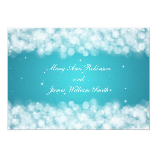 Elegant Reception Party Sparkle Turquoise Custom Invite (front side)