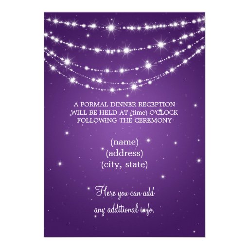 Elegant Reception Sparkling Chain Purple Custom Announcement