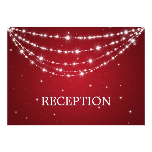 Elegant Reception Sparkling Chain Red Invitations (front side)