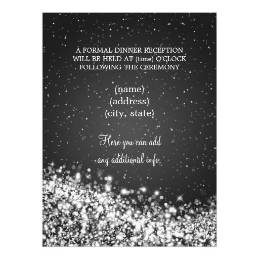 Elegant Reception Sparkling Wave Black Custom Announcement