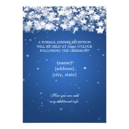 Elegant  Reception Star Dazzling Stars Blue Custom Invitation