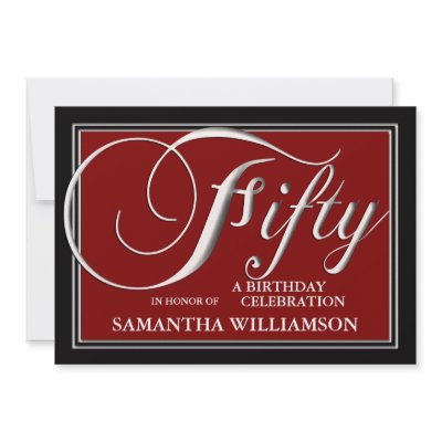 Elegant Red 50th Birthday Invitations Zazzle_invitation Elegant Red 50th Birthday Invitations Zazzle_invitation