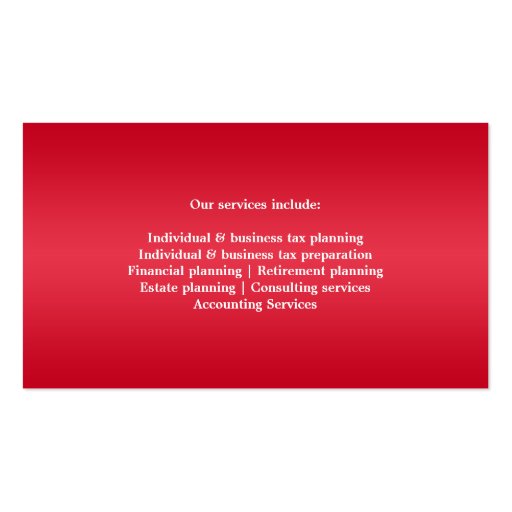 Elegant Red Accounting Business Card (back side)
