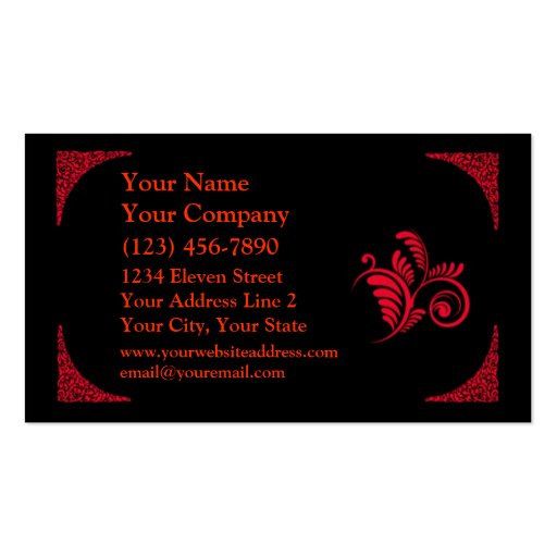 Elegant Red and Black Scrollwork Template Business Card