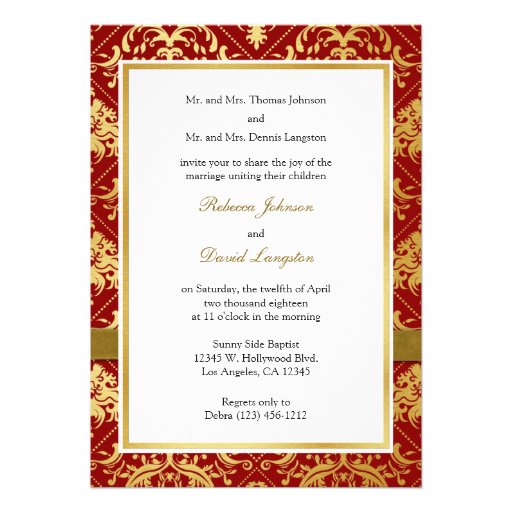 Elegant Red and Gold Chinese Double Happiness Custom Invitations