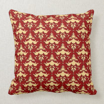 Elegant Red and Gold Classic Damask 3-D Effect pillows