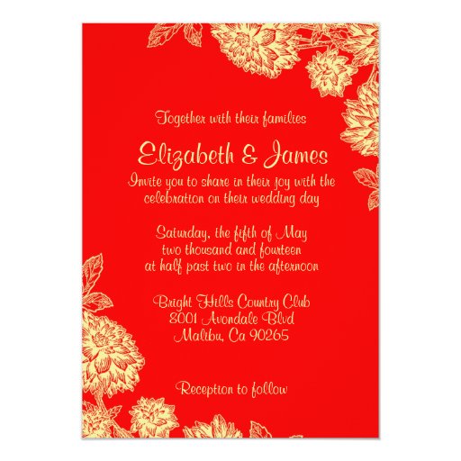 Elegant Red And Gold Wedding Invitations | Zazzle