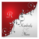 Elegant Red and Silver Wedding Invitation invitations