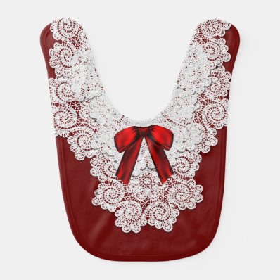 Elegant Red and White Special Occasion Baby Bib