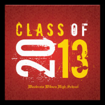 Elegant Red and Yellow Class of 2013 invitations