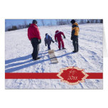 Elegant red band christmas holiday photo card