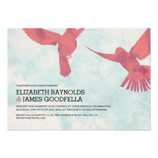 Elegant Red Bird Wedding Invitations