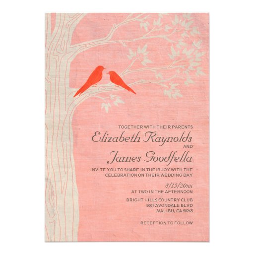 Elegant Red Birds Wedding Invitations