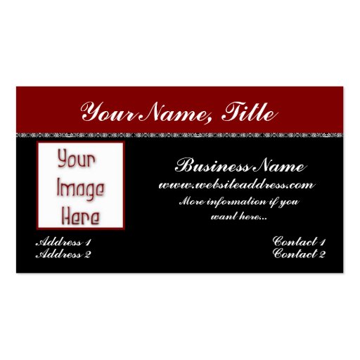 Elegant Red & Black Add Your Photo Business Cards (front side)
