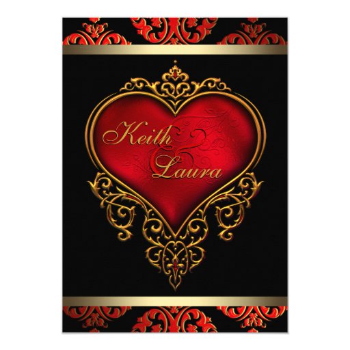 Elegant Red Black and Gold Wedding Personalized Announcements