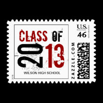 Elegant red, black and white Class of 2013 stamps