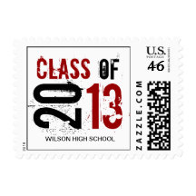 Elegant red, black and white Class of 2013 Stamps