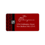 Elegant Red & Black Damask Address Label