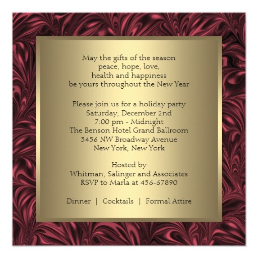 Elegant Red Black Gold Christmas Party Invite