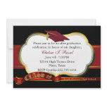 Elegant Red & Black Graduation Party Invitation