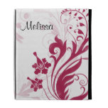 White Red and Black Floral Personalized iPad Folio Case
