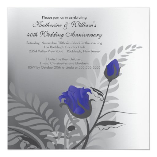 Elegant Red Blue Anniversary Invitation (front side)