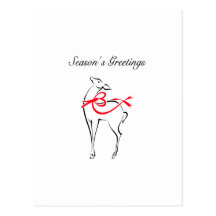 Elegant Red Bow Christmas Deer Post Cards