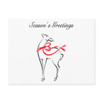 Elegant Red Bow Deer postcards