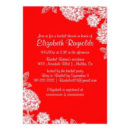 Elegant Red Bridal Shower Invitations