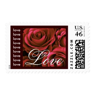 Elegant RED & CHOCOLATE Wedding Love Roses stamp