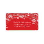 Elegant Red Christmas Snowflakes Address Label