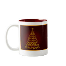 Elegant  Red Christmas Tree Mug