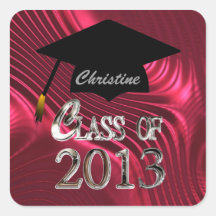 Elegant Red Class Of 2013 Graduation Seals Sticker