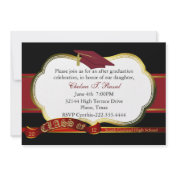 Elegant Red Custom Graduation Party Invitation