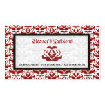 Elegant red damask fashion business cards