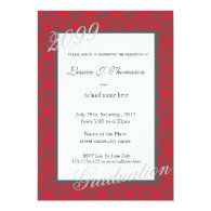 Elegant red damask graduation party personalized invites