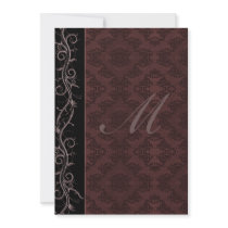 Elegant Red Damask Wedding Personalized Announcement