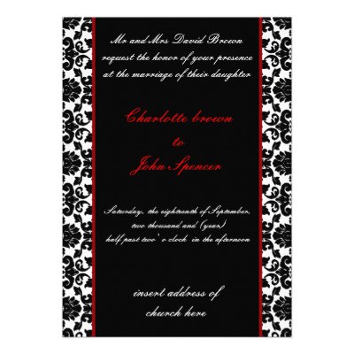 elegant red  damask wedding invitation
