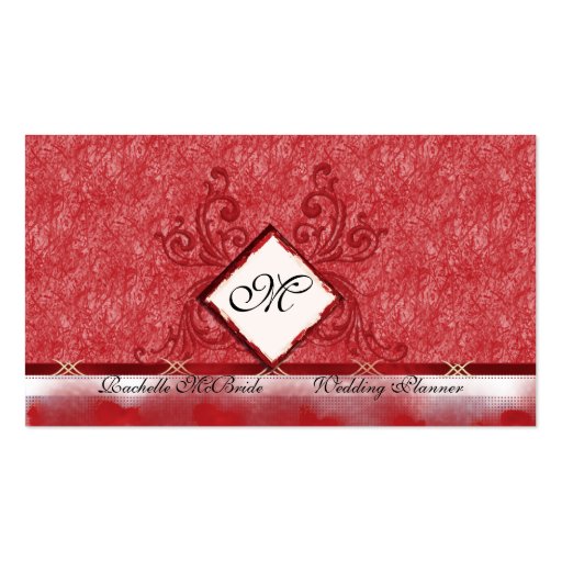 Elegant Red Embroidery Design Business Cards (back side)