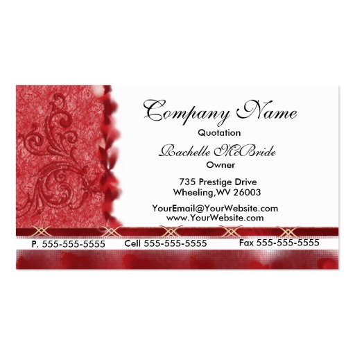 Elegant Red Embroidery Design Business Cards (front side)