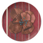 Elegant Red Floral and Stripes Party Plates