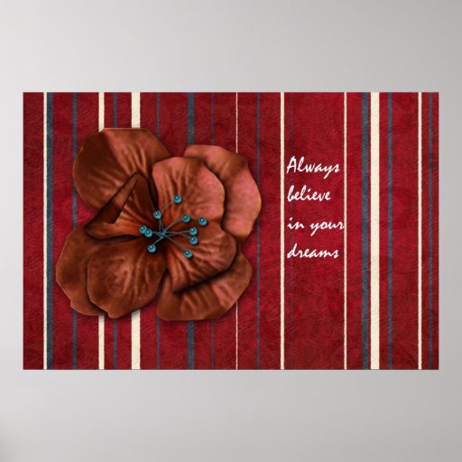 Elegant Red Floral and Stripes Posters