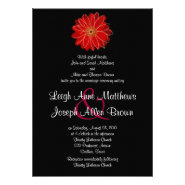 Elegant Red Gerber Daisy Wedding Invitation
