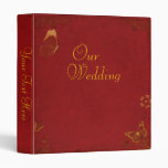Elegant Red & Gold Vintage Butterflies Binders