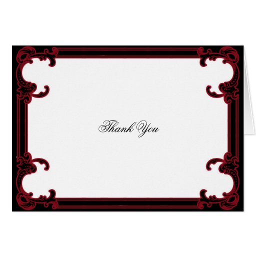 Elegant Red Gothic Frame Wedding Thank You Card Zazzle