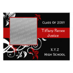 elegant red Graduation photo Invitation invitations