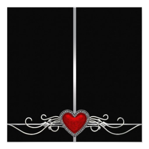 Elegant Red Heart Photo Birthday Party Personalized Invites