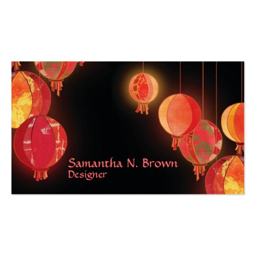 Elegant Red Lanterns: Designer Business Cards (front side)